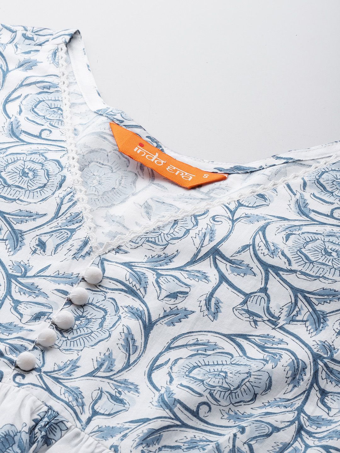 Indyancart IE Floral Printed Pure Cotton Kurta