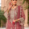 Dhiyona IE Floral Embroidered Notch Neck Zari Organza Kurta With Trousers And Dupatta