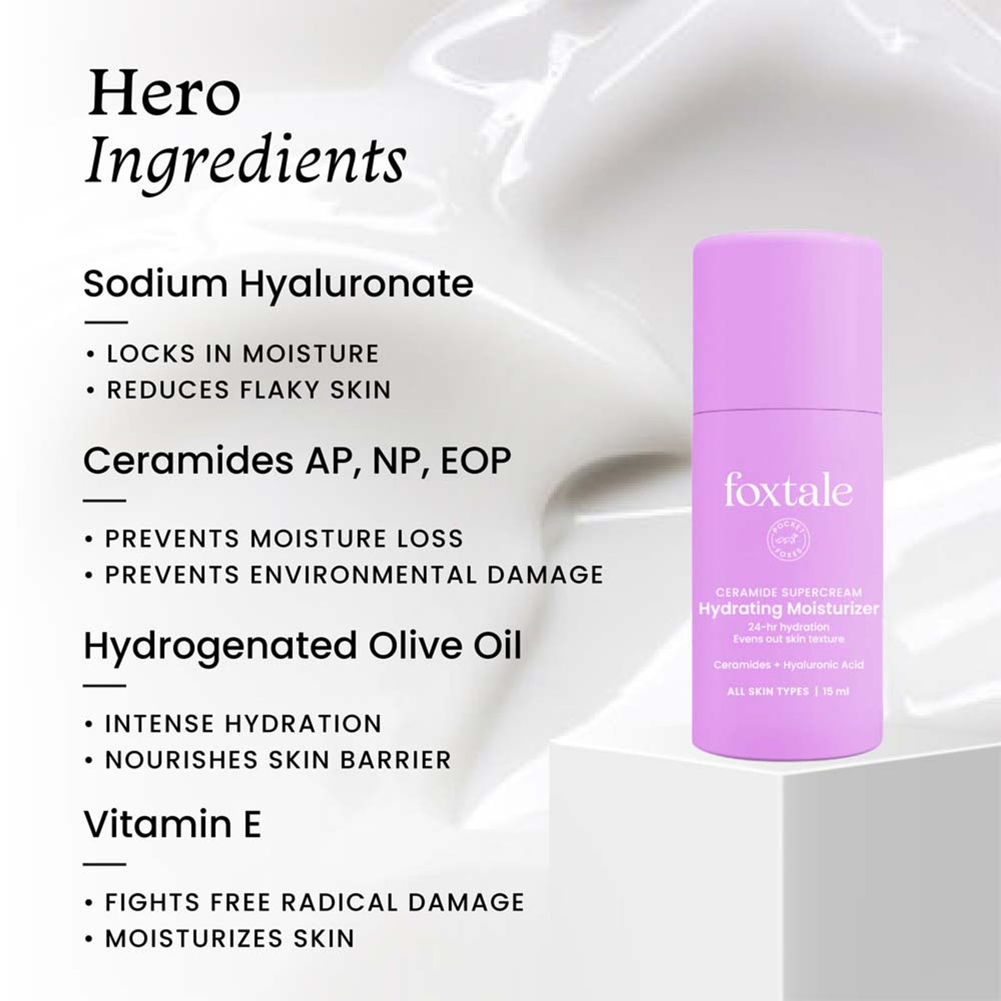 Foxtale Ceramide Supercream Hydrating Moisturizer for Skin Barrier Repair & Uneven Texture
