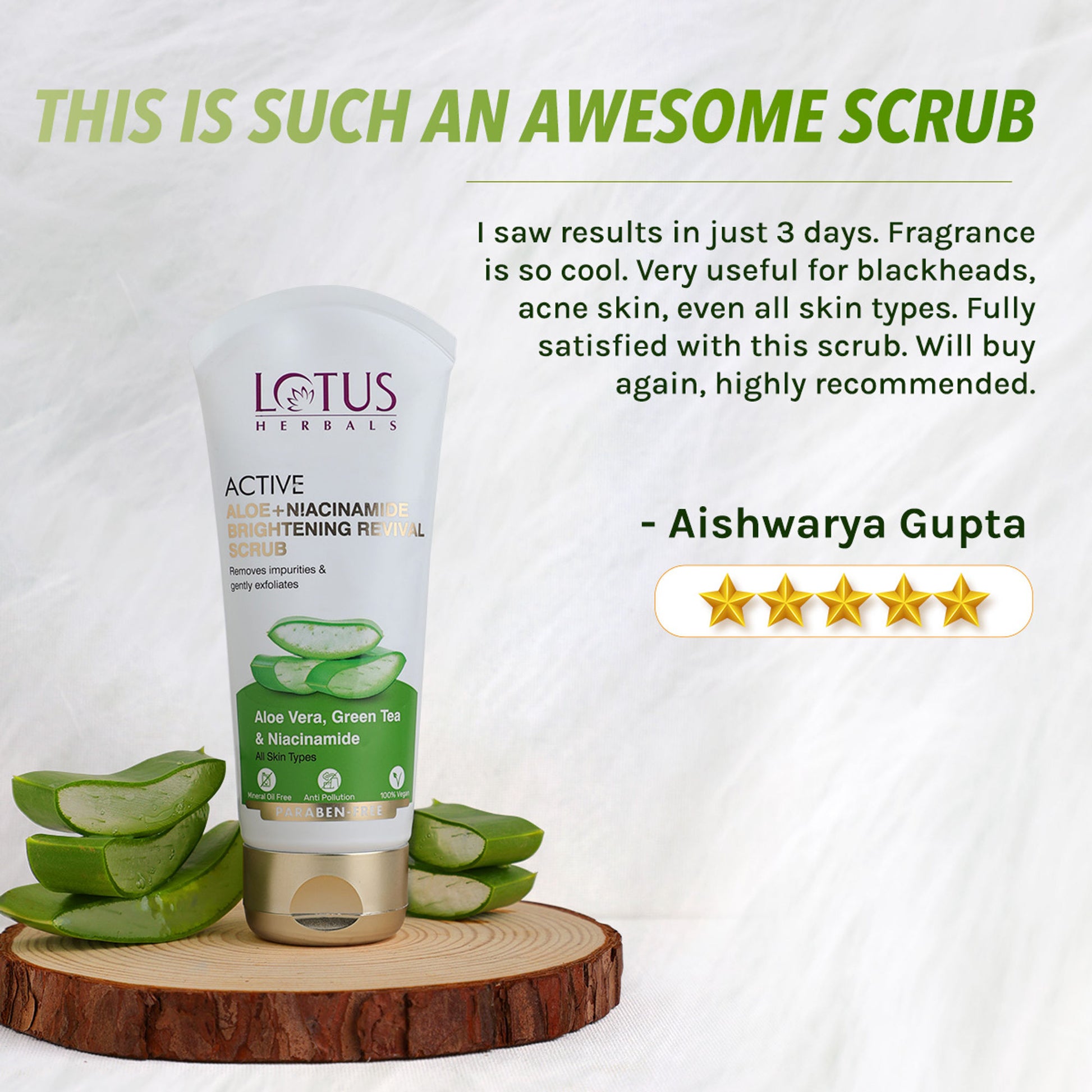 Lotus Herbals Active Aloe + Niacinamide Brightening Revival Scrub