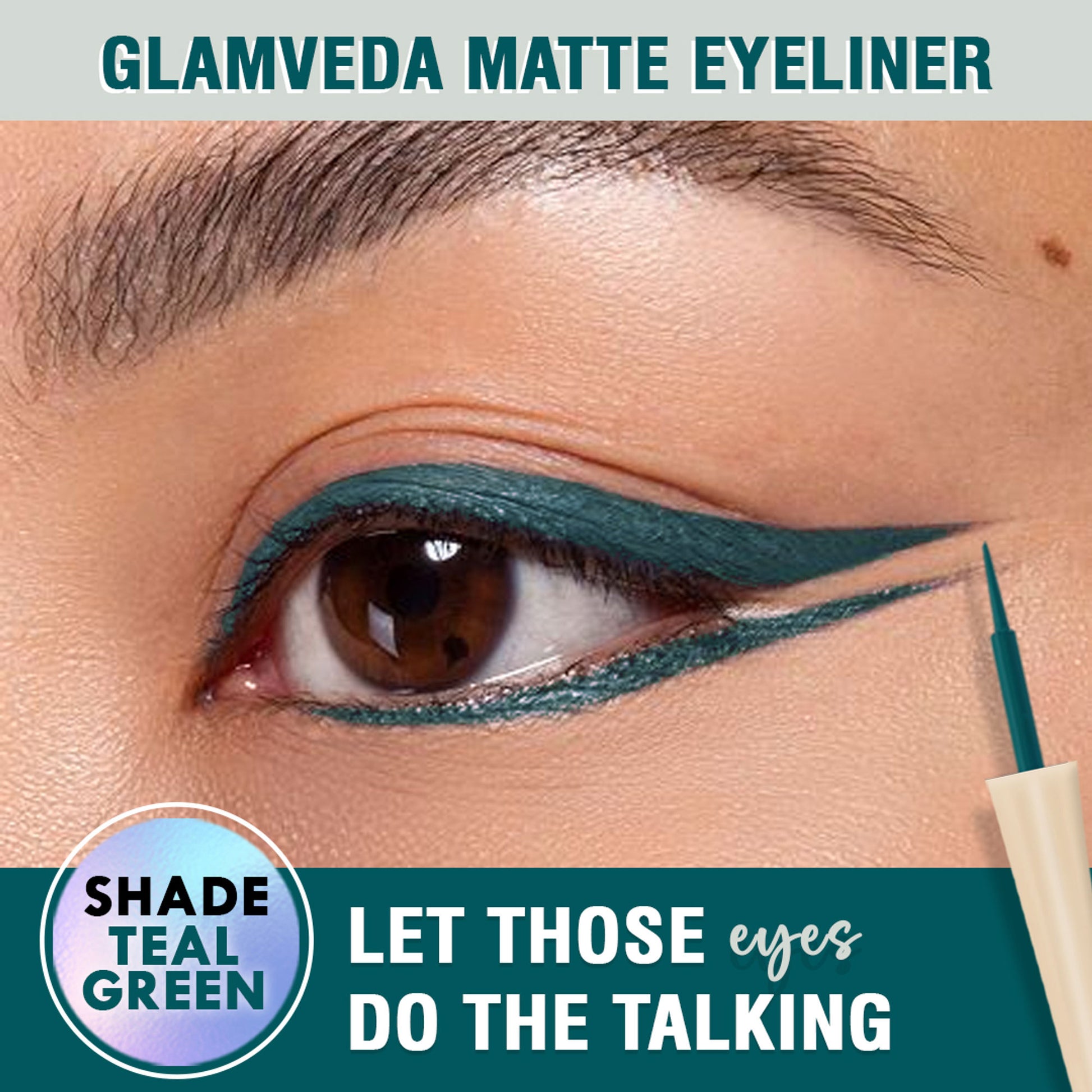 Glamveda Super Matte Liquid Intense Eyeliner - Teal Green