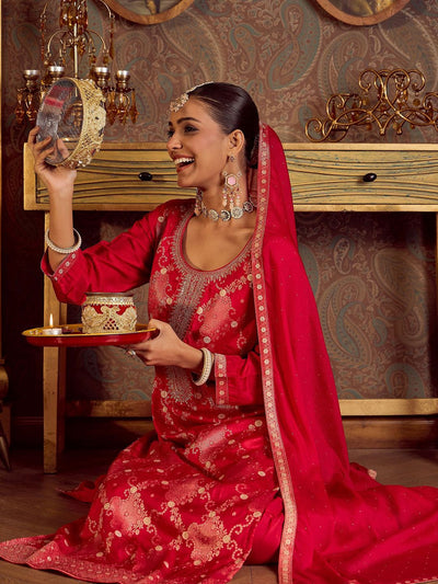 Dhiyona IE Women Embroidered Regular Kurta with Trousers & With Dupatta