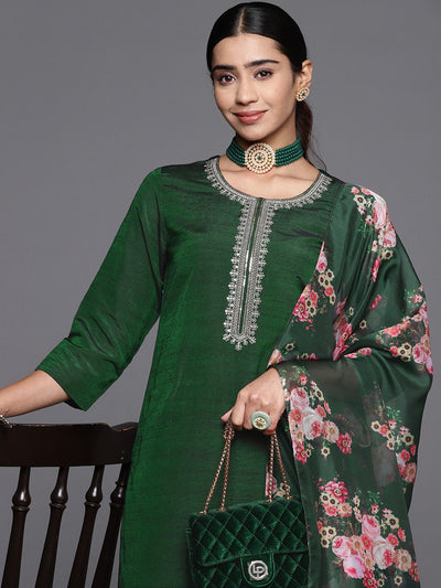 Indyancart VA Women's Ethnic Motifs Embroidered Regular Kurta with Trousers & Dupatta