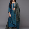 Dhiyona VA Women'sEthnic Motifs Thread Embroidered Sequinned Kurta with Sharara & Dupatta