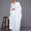 Dhiyona VA Women'sAlia Cut Floral Embroidered Empire Sequinned Pure Cotton Kurta With Trousers & Dupatta
