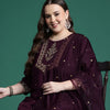 Dhiyona IE Plus Size Floral Embroidered Zari Kurta With Trousers & Dupatta