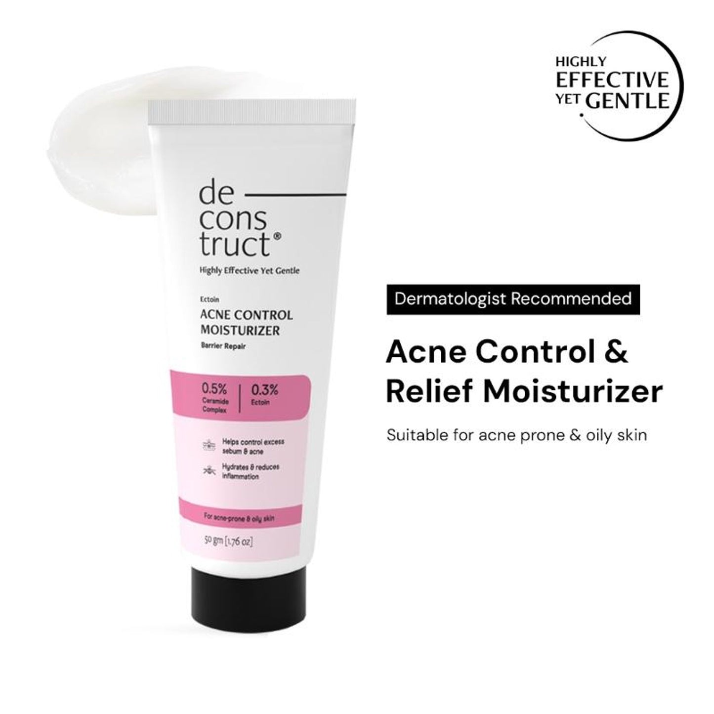 Deconstruct Acne Control Moisturiser, Lightweight & Non-Sticky, Ectoin & Ceramides