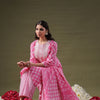 Dhiyona IE Pink Floral Printed Straight Pure Cotton Kurta With Trousers & Dupatta