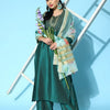 Dhiyona IE Ethnic Motifs Embroidered Sequinned Liva Kurta with Palazzos & Dupatta