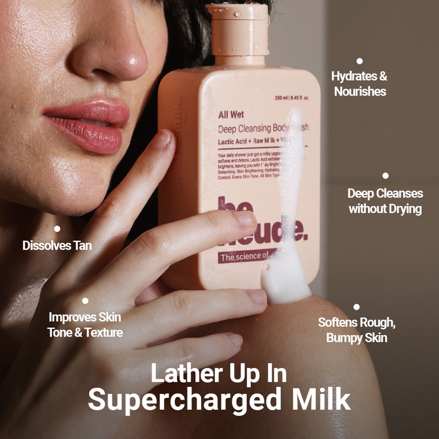 Be Neude All Wet Deep Cleansing Detanning Milk Body Wash