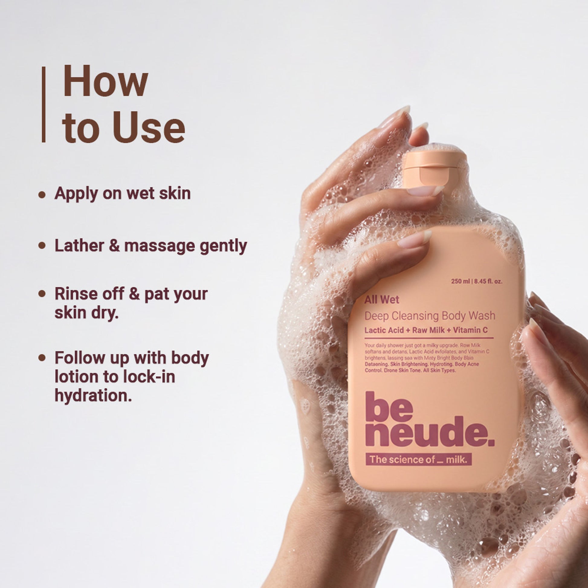 Be Neude All Wet Deep Cleansing Detanning Milk Body Wash