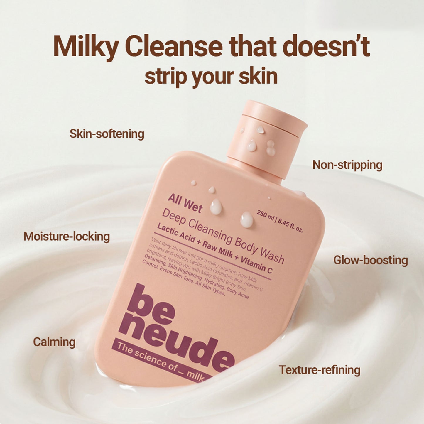 Be Neude All Wet Deep Cleansing Detanning Milk Body Wash