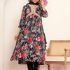 Dhiyona VA Women'sBlack Gotta Patti Floral Embroidered V-Neck Empire Kurta With Trousers & Dupatta