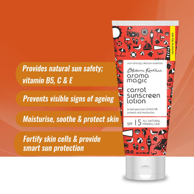 Aroma Magic Carrot Sunscreen Lotion SPF 15 UVA/UVB All Natural Mineral Line