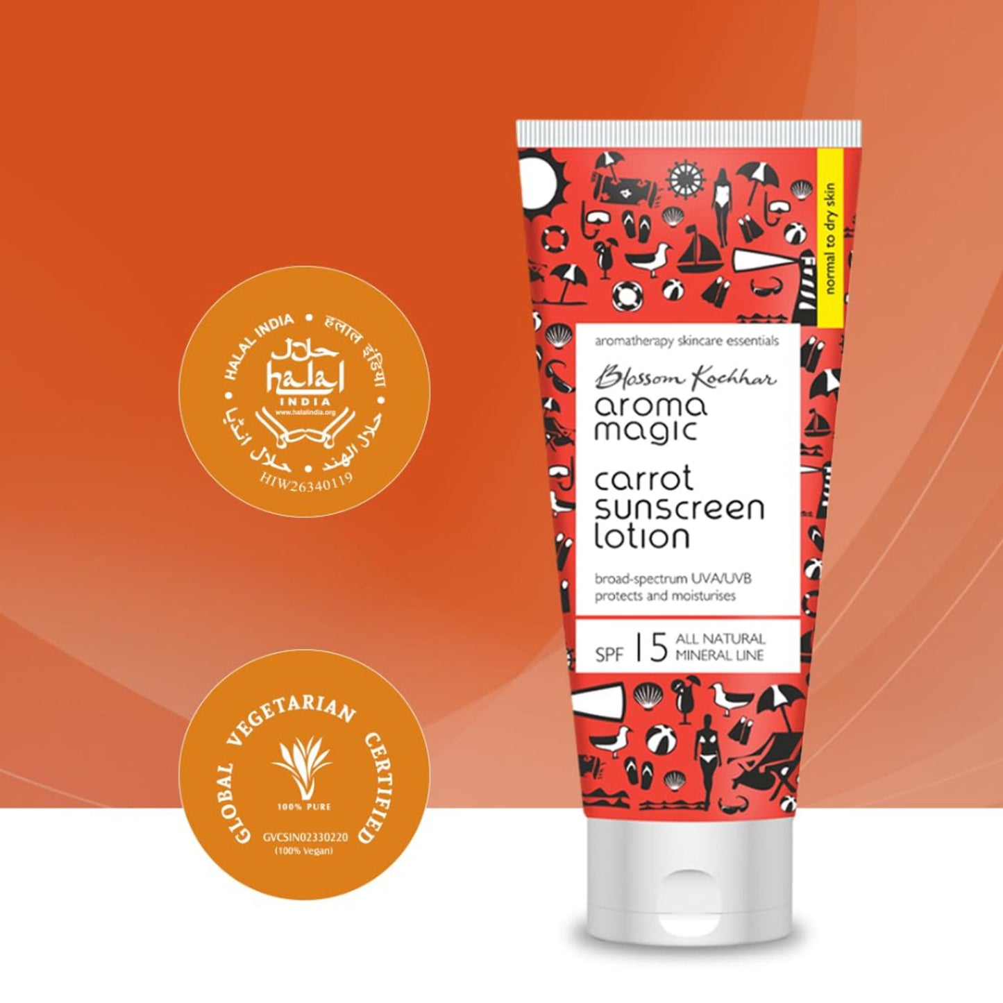 Aroma Magic Carrot Sunscreen Lotion SPF 15 UVA/UVB All Natural Mineral Line