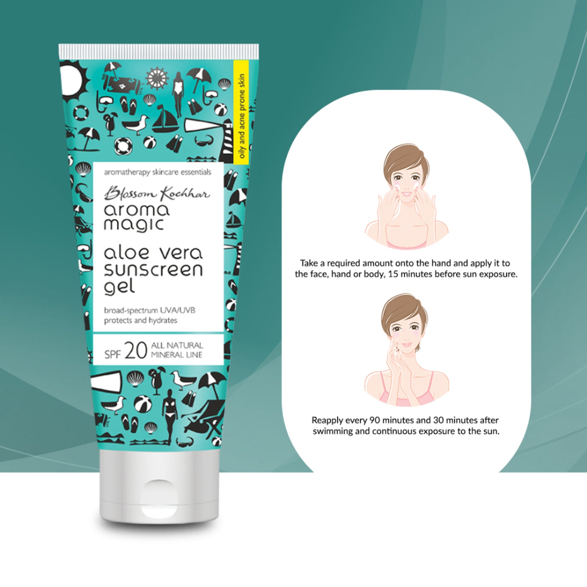 Aroma Magic Aloe Vera Gel Sunscreen Gel SPF 20 UVA/UVB All Natural Mineral Line