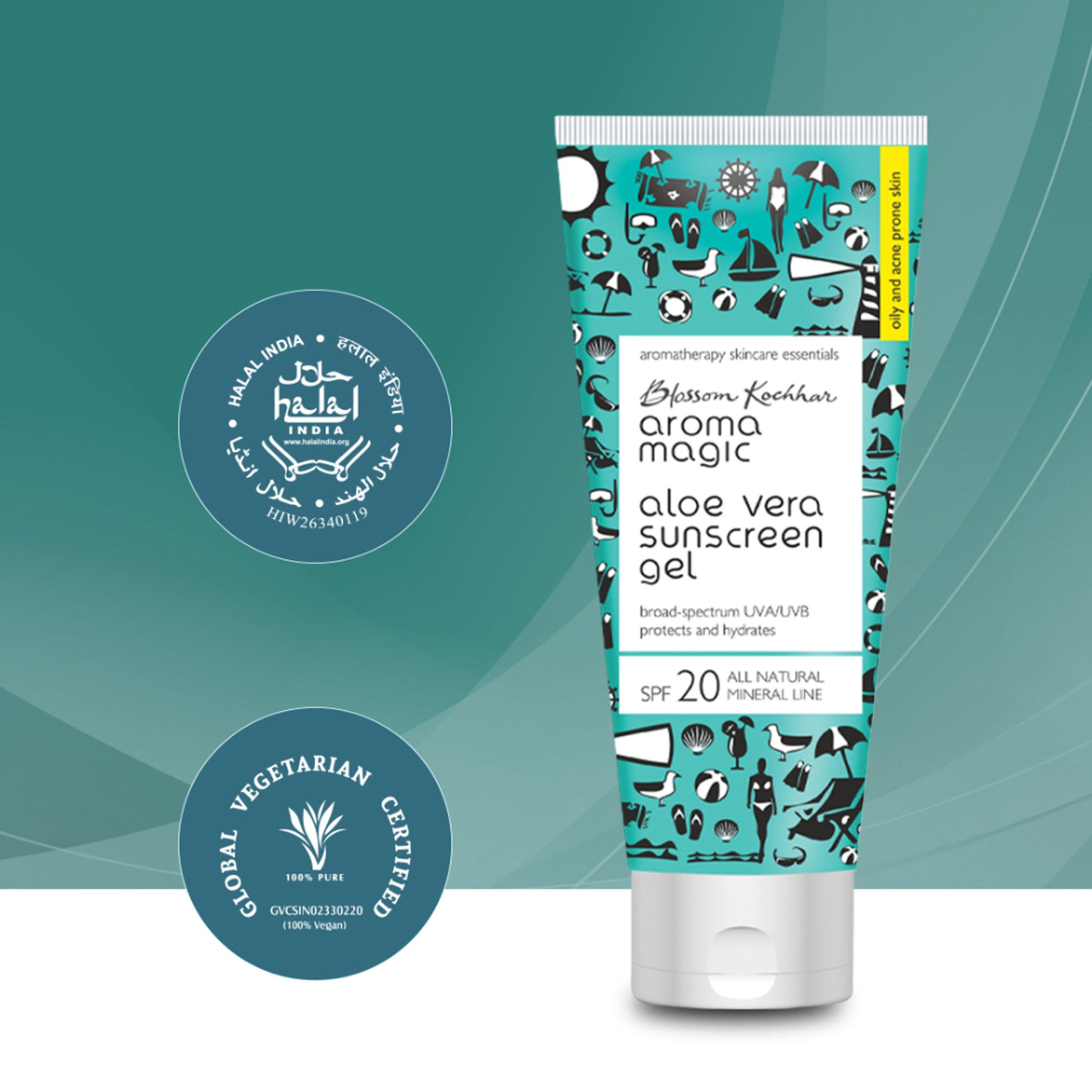 Aroma Magic Aloe Vera Gel Sunscreen Gel SPF 20 UVA/UVB All Natural Mineral Line