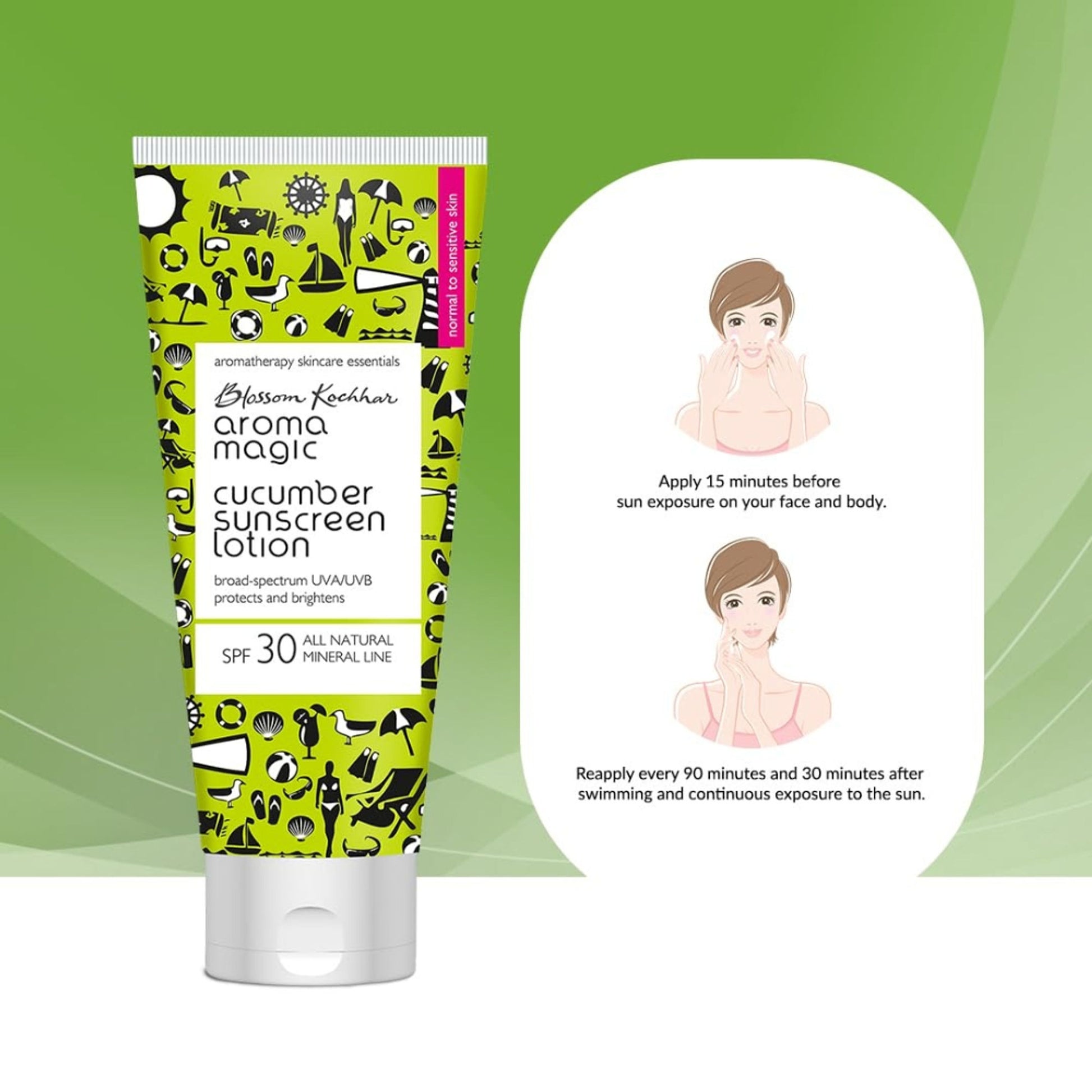 Aroma Magic Cucumber Sunscreen Lotion SPF 30 UVA/UVB All Natural Mineral Line