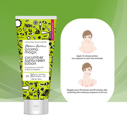 Aroma Magic Cucumber Sunscreen Lotion SPF 30 UVA/UVB All Natural Mineral Line