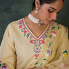 Dhiyona IE Floral Embroidered Neck Pure Cotton Kurta With Trousers & Dupatta