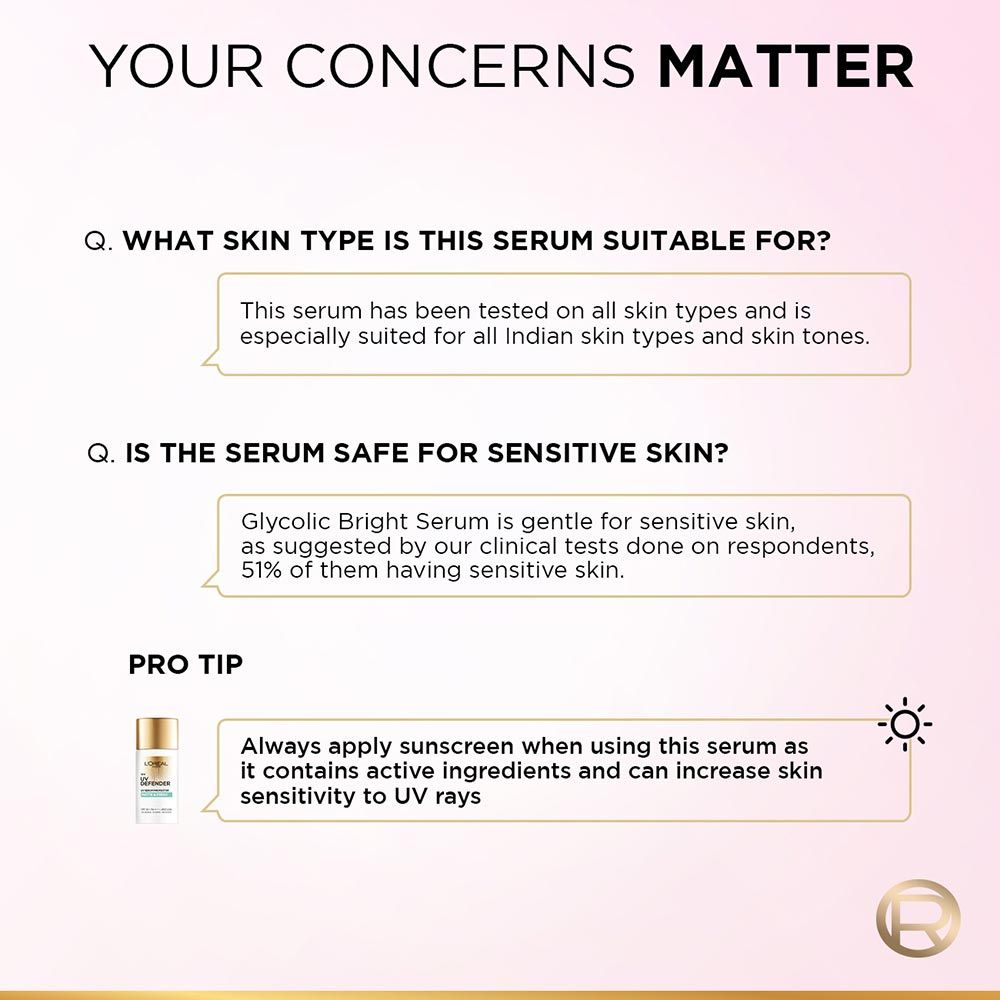L'Oreal Paris Glycolic Bright 8% [Melasyl + Niacinamide] Face Serum For Brightening Dark Spots - Indyancart