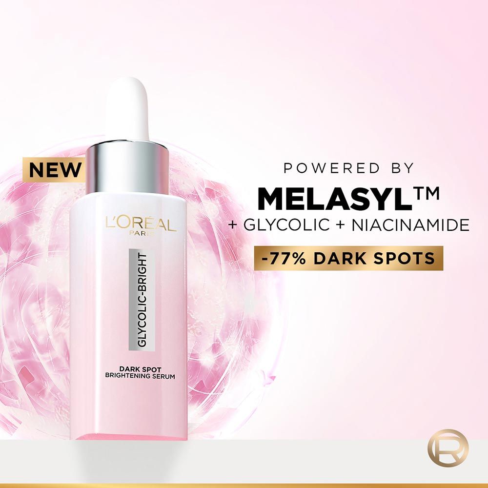 L'Oreal Paris Glycolic Bright 8% [Melasyl + Niacinamide] Face Serum For Brightening Dark Spots - Indyancart