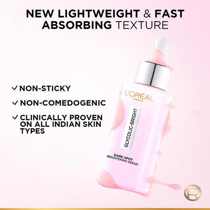 L'Oreal Paris Glycolic Bright 8% [Melasyl + Niacinamide] Face Serum For Brightening Dark Spots - Indyancart