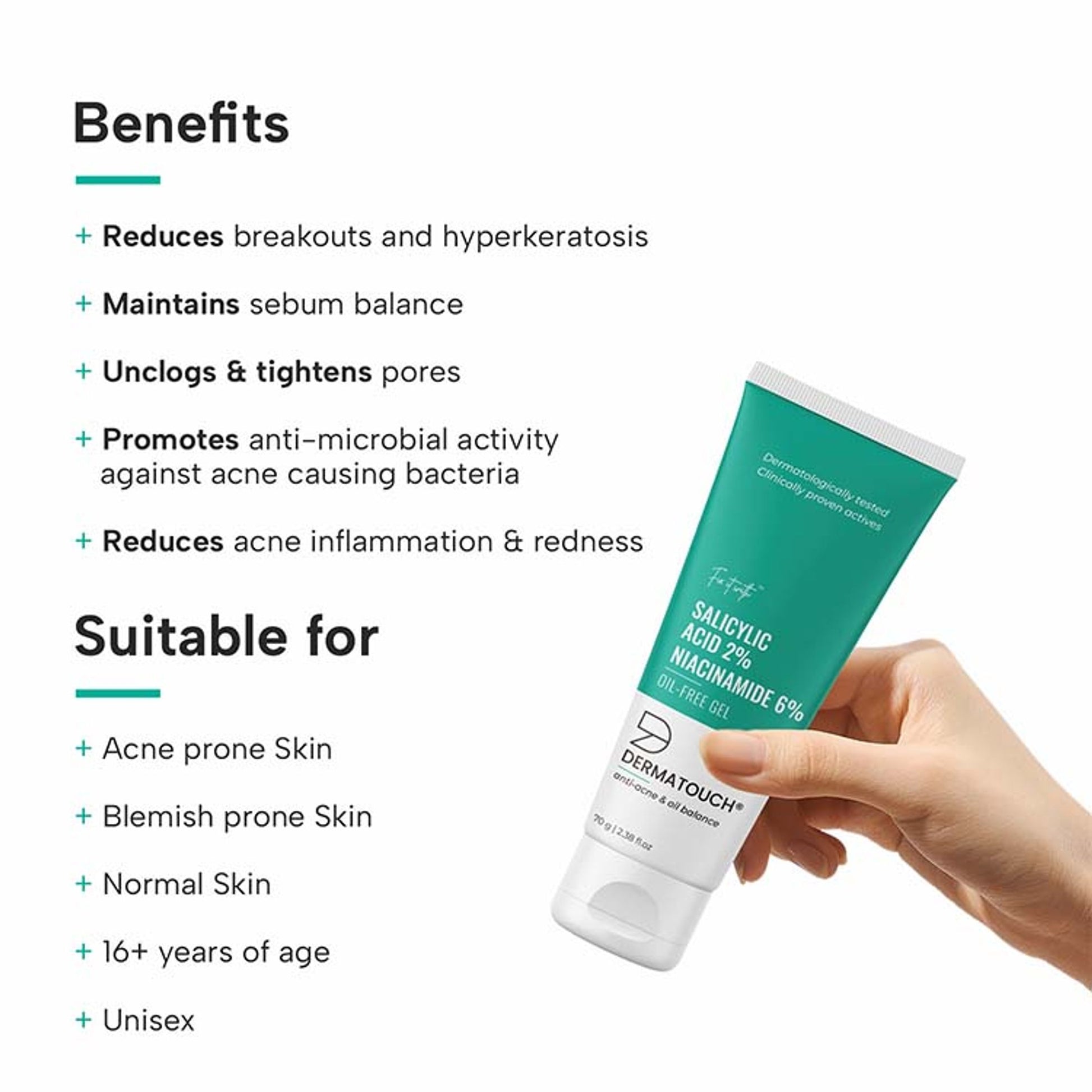 Dermatouch Salicylic Acid 2% Niacinamide 6% Acne Oil-Free Gel