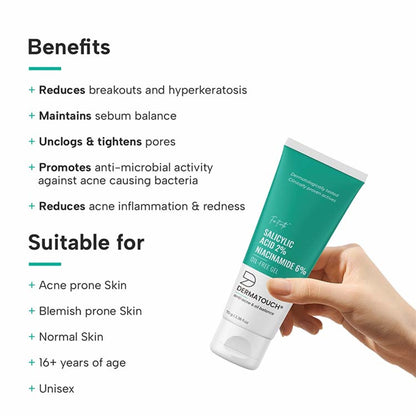Dermatouch Salicylic Acid 2% Niacinamide 6% Acne Oil-Free Gel