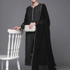 Dhiyona IE Women Black Floral Printed Kurta with Trousers & With Dupatta