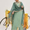 Dhiyona VA Women'sGreen Gotta Patti Detail Straight Kurta & Palazzos With Dupatta