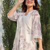 Dhiyona IE Floral Printed V Neck A Line Pure Cotton Kurta With Trousers