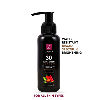 Zobha Sunscreen Lotion SPF 30 UVA & UVB Protection Water Resistant Sunscreen