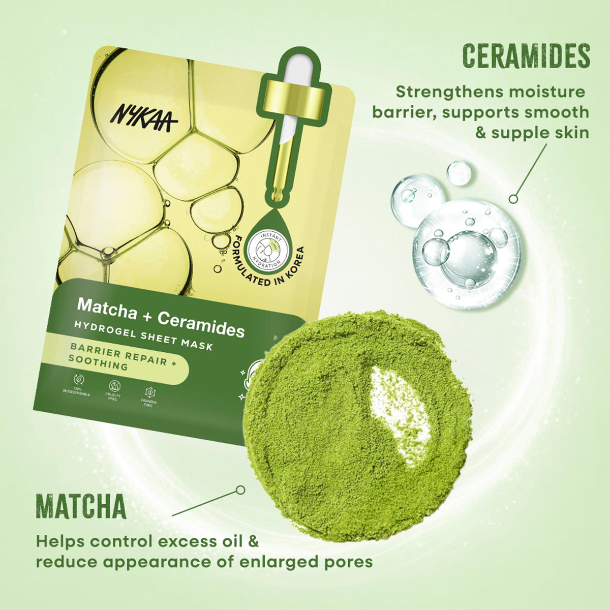 Nykaa Skin Sheet Mask - Matcha And Ceramide