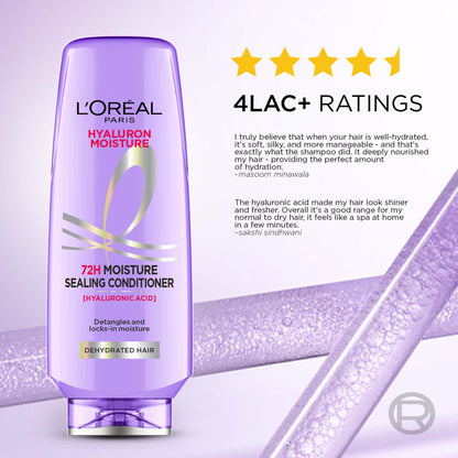 L'Oreal Paris Hyaluron Moisture Anti-frizz Conditioner With Hyaluronic Acid for 72 HR Hydrated Hair