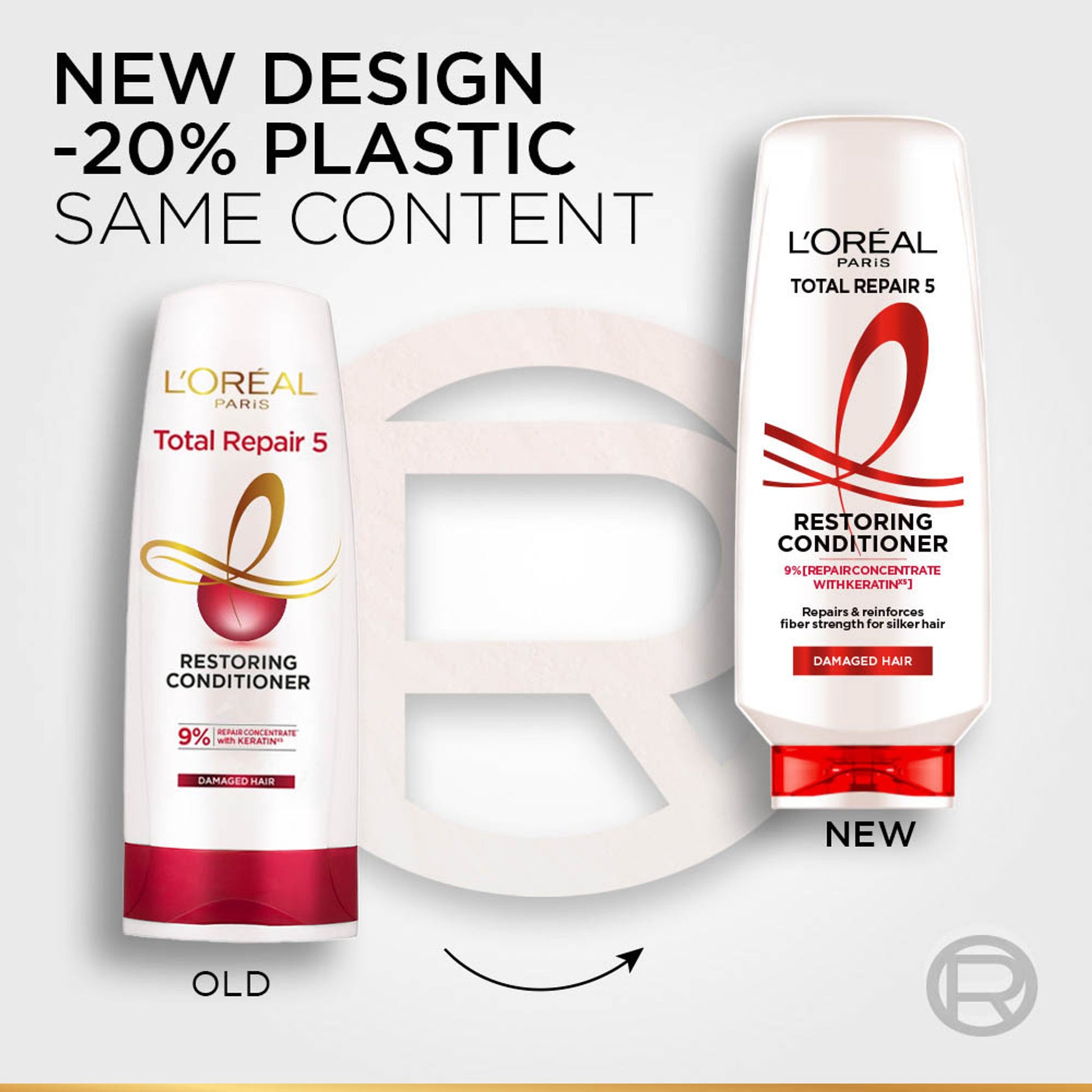 L'Oréal Paris Total Repair 5 Conditioner - Restores Damaged Hair Powered by Keratin XS Technology