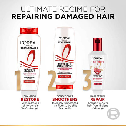 L'Oréal Paris Total Repair 5 Conditioner - Restores Damaged Hair Powered by Keratin XS Technology
