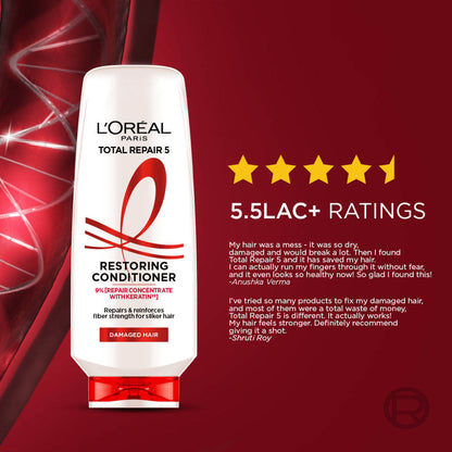 L'Oréal Paris Total Repair 5 Conditioner - Restores Damaged Hair Powered by Keratin XS Technology
