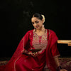 Dhiyona IE Floral Yoke Design Sequnnied Straight Kurta With Trousers & Dupatta