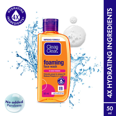 Clean & Clear Foaming Face Wash - Hydrating Cleanser for Oily Skin & Reduces Acne In 7 Days