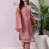 Indyancart VA Women'sMauve Floral Embroidered Mirror Work Kurta With Trousers & Dupatta