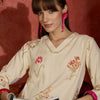 Dhiyona IE Floral Printed V-Neck Straight Kurta with Dhoti Pants
