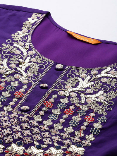 Dhiyona IE Ethnic Motifs Embroidered Sequinned Kurta with Trousers & With Dupatta