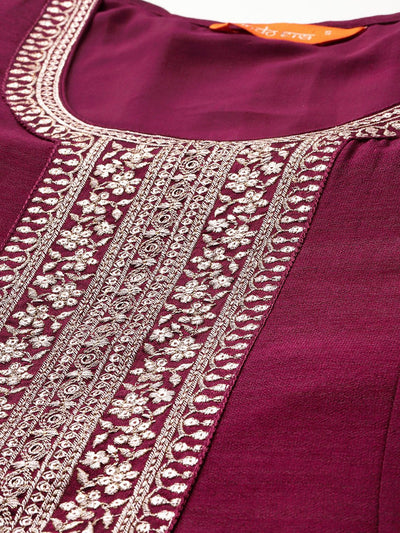 Indyancart IE Ethnic Motifs Embroidered Sequinned Kurta with Trousers & With Dupatta