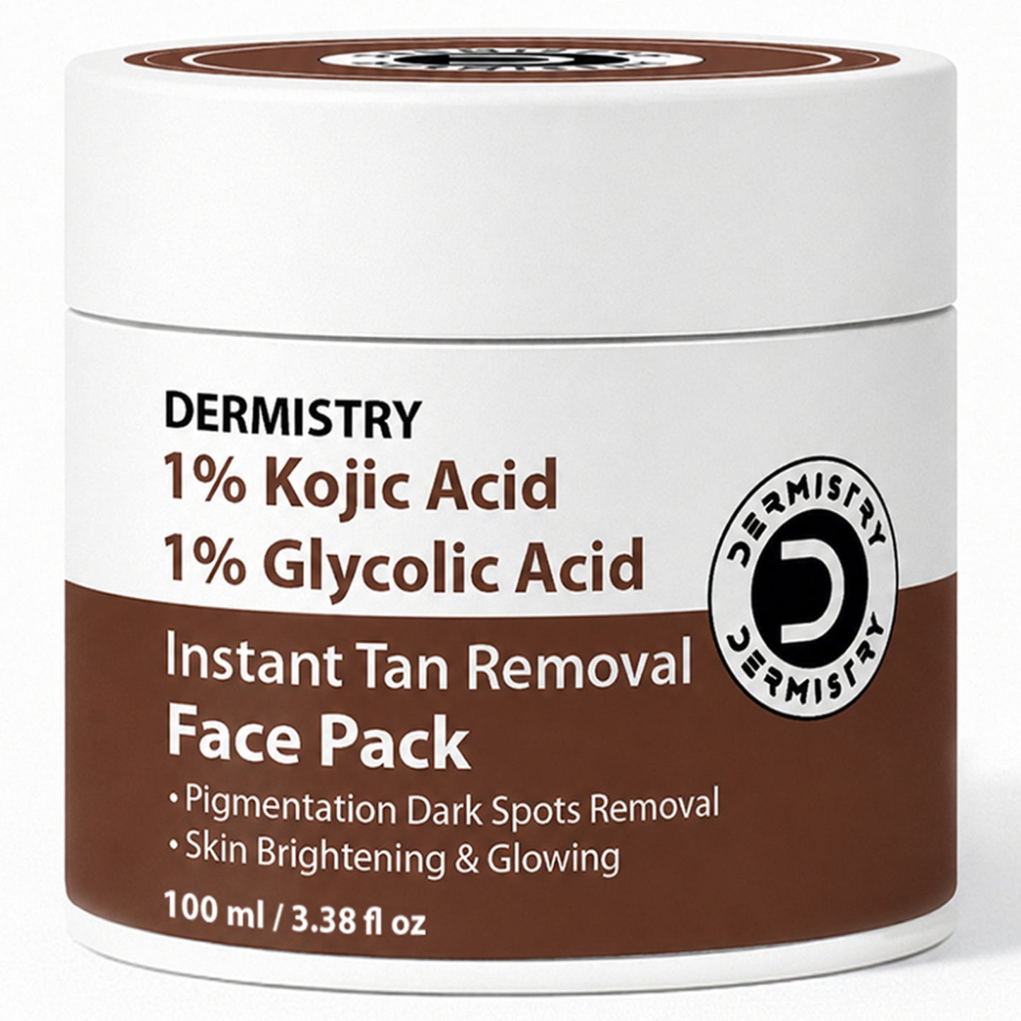 DERMISTRY Kojic Acid Pigmentation De D Tan Dark Spots Removal Skin Whitening Glowing Face Pack Mask