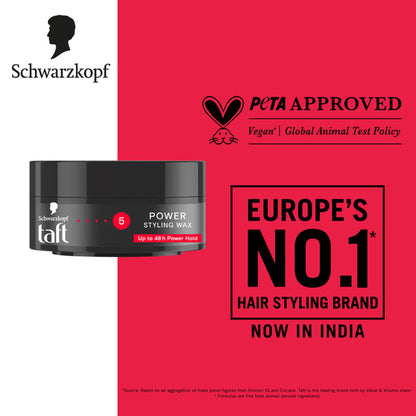 Schwarzkopf TAFT Power Hair Wax For Luminous Shine And Glossy Hair, Hold 5 Lasts 48 Hours