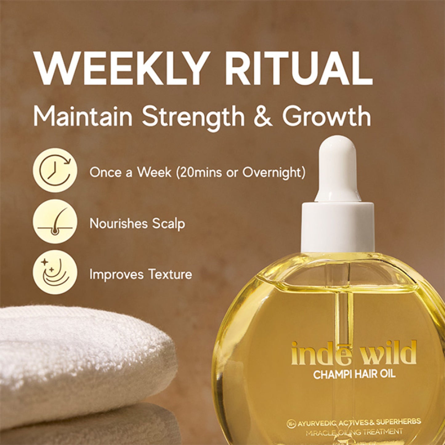 inde wild Champi Hair Oil With Bhringraj, Brahmi & Amla For Regrowth, Hairfall & Dandruff Control