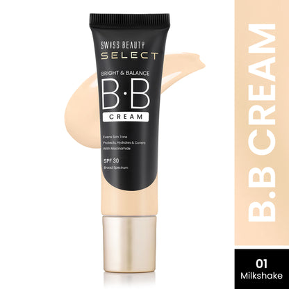 Swiss Beauty Select Bright & Balance BB Cream with Niacinamide - 1 Milk Shake