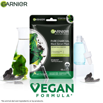 Garnier Face Serum Sheet Mask Pack of 10 (Vit C + Hydra Bomb + Sakura + Hydra Bomb Blue + Charcoal)