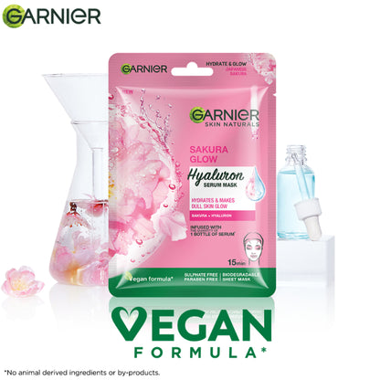 Garnier Face Serum Sheet Mask Pack of 10 (Vit C + Hydra Bomb + Sakura + Hydra Bomb Blue + Charcoal)